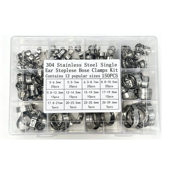 304 Stainless Steel Single Ear Steplese Hose Clamps Kit